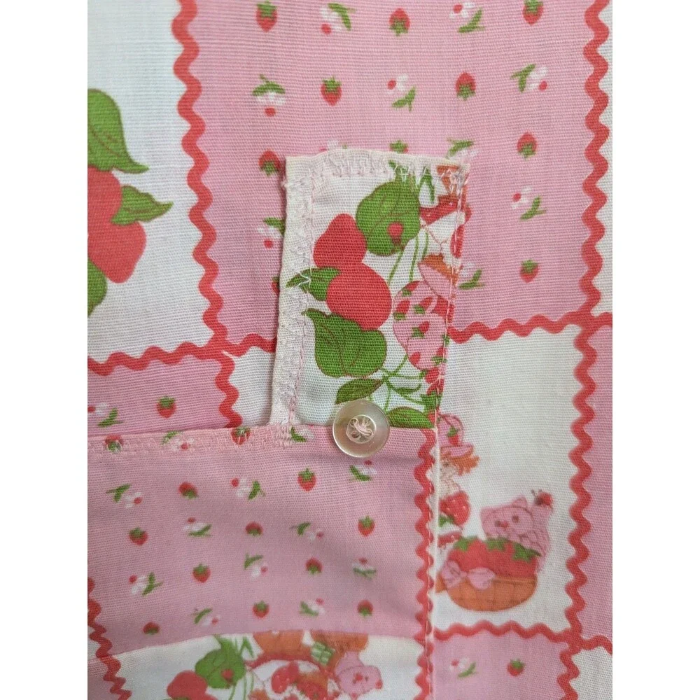 Vintage Handmade Strawberry Shortcake Fabric Pillowcase Zip Sleepover Pockets